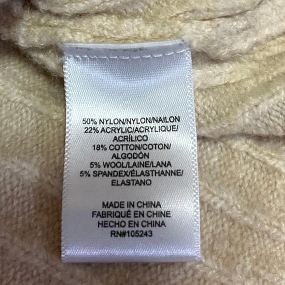 Bobeau Cream Sleeveless Turtleneck Foldover Ribbed Knit Sweater Vest Top Size M - Picture 4 of 4